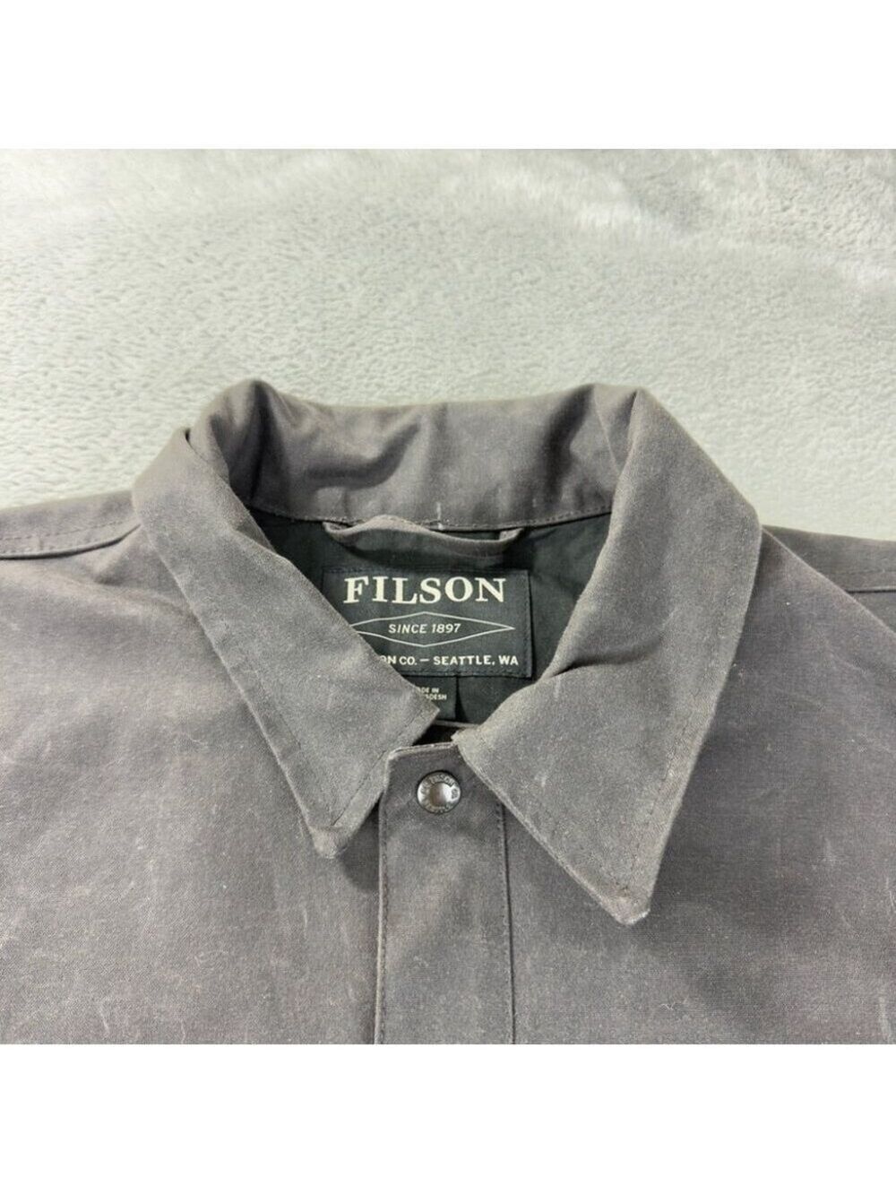 CC Filson Tin Cloth Short Lined Cruiser Jacket Mens XL Black Waxed Canvas - Picture 10 of 16